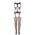 Subblime - 951900 Bodystocking Sin Fondo de Rejilla Con Copa y Hombros Descubiertos Negro Talla Única