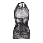 Subblime - 952075 Vestido Curto de Rede Com Detalhe Nas Costas e Corao Preto Tamanho Único