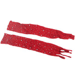 Subblime 952181 Bodystocking de Rede Com Luvas e Diamantes Vermelho Tamanho Único