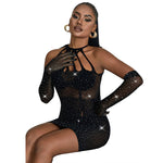 Subblime - 952235 Vestido de Rejilla con Estrás Negro Talla Única