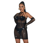 Subblime - 952235 Vestido de Rejilla con Estrás Negro Talla Única