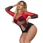 Subblime - 952259 Vestido de Rede Elstica de Manga Longa Com Degradê Vermelho e Preto Tamanho Único