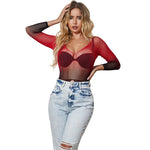 Subblime - 952259 Vestido de Rede Elstica de Manga Longa Com Degradê Vermelho e Preto Tamanho Único