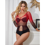 Subblime - 952259 Vestido de Rede Elstica de Manga Longa Com Degradê Vermelho e Preto Tamanho Único