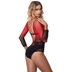 Subblime - 952259 Vestido de Rede Elstica de Manga Longa Com Degradê Vermelho e Preto Tamanho Único