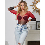 Subblime - 952259 Vestido de Rede Elstica de Manga Longa Com Degradê Vermelho e Preto Tamanho Único