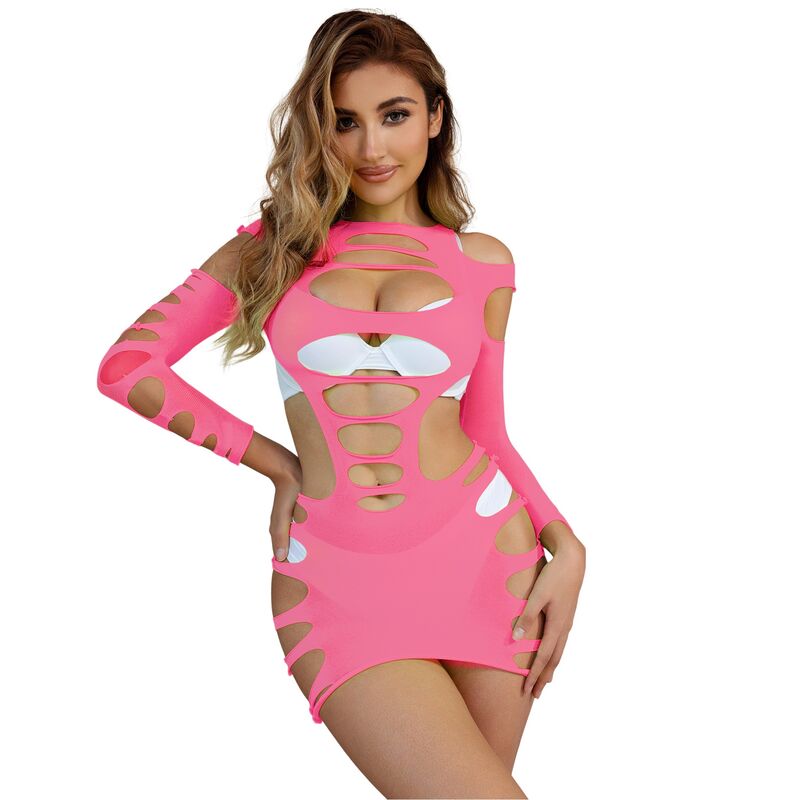 Subblime - 952273 Vestido Manga Longa Com Rede Elstica Rosa Tamanho Único