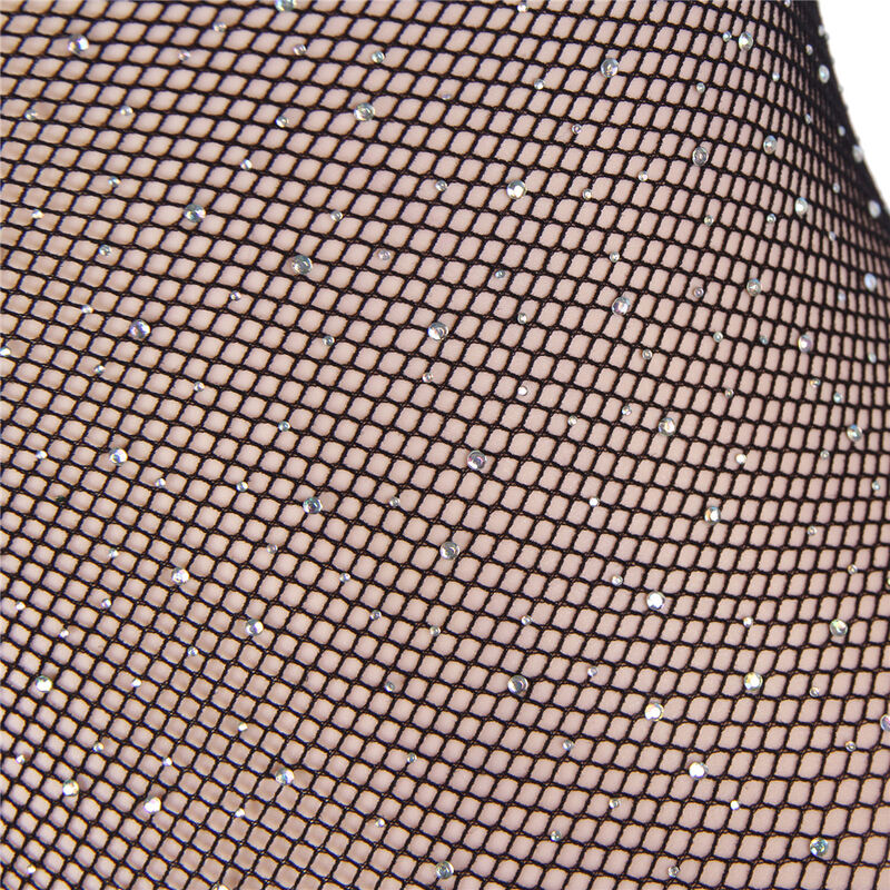 Subblime 952297 Body de red brillante con hombros descubiertos y manga larga - Negro Talla Única