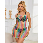 Subblime - 952365 Rainbow Bare Shoulder Fishnet Vestido Talla Única
