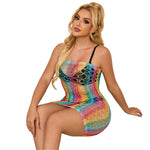 Subblime - 952365 Rainbow Bare Shoulder Fishnet Vestido Talla Única