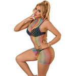 Subblime - 952433 Rainbow Gola Alta Sem Mangas Fishnet Vestido Tamanho Único