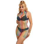 Subblime - 952433 Rainbow Gola Alta Sem Mangas Fishnet Vestido Tamanho Único