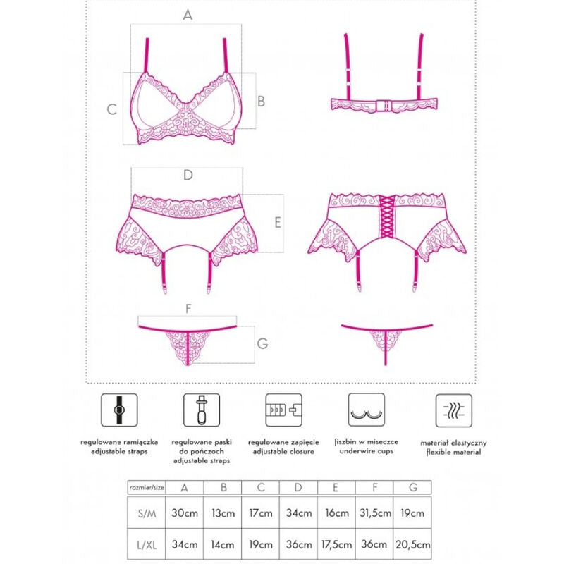 Livco Corsetti Fashion Nahir Lc 20214 Sujetador + Braga + Liguero L/xl