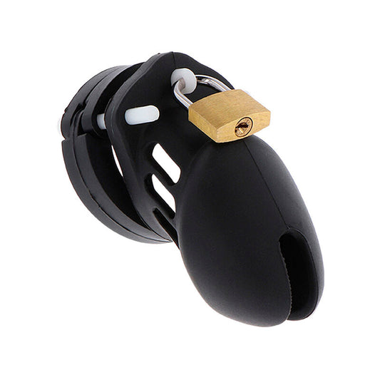 Deseo Oculto Jaula de Silicona de Castidad Extrema Talla S Negro