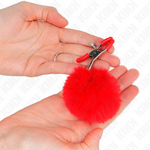 Kink - Grampo de Bola de Pele Falsa Vermelho 6 cm