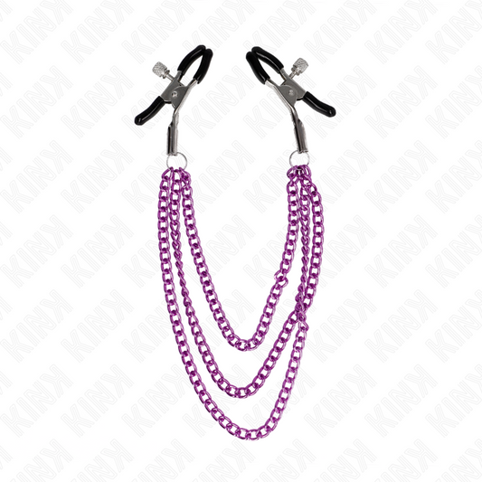 Kink - Pinças Para Bicos Com 3 Correntes Roxo 20/23/28 cm