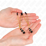 Kink - Horquillas finas doradas con 3 abalorios de cristal negros 7 cm
