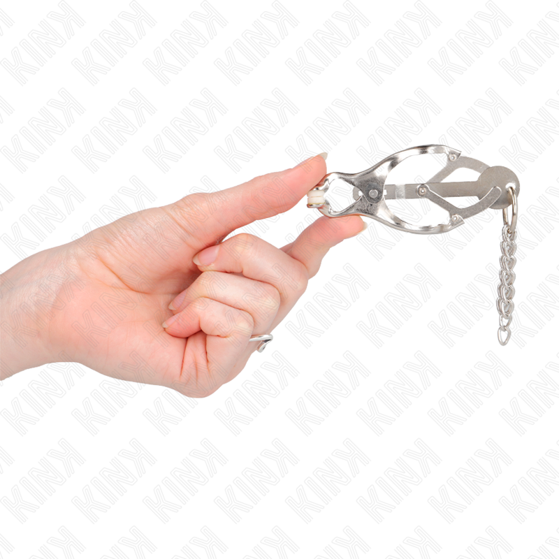 Kink - Pinzas de trébol japonés con pequeñas cadenas plateadas
