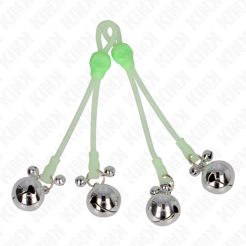 Kink - Abrazaderas Luminosas de Cráneo con Campanas Anillo Ajustables Verde / Plata
