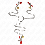 Kink - Bell Triple Nipple and Clit Camps Vermelho com Corrente 30 cm