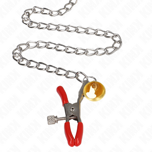 Kink - Bell Triple Nipple and Clit Camps Vermelho com Corrente 30 cm