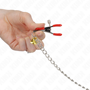 Kink - Bell Triple Nipple and Clit Camps Vermelho com Corrente 30 cm