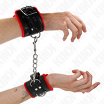 Kink - Puño Forro de Piel con Agujeros Cuadrados Cinturón Rojo y Negro Ajustable 17-29 cm X 6 cm
