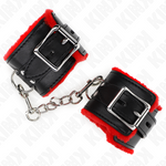 Kink - Puño Forro de Piel con Agujeros Cuadrados Cinturón Rojo y Negro Ajustable 17-29 cm X 6 cm