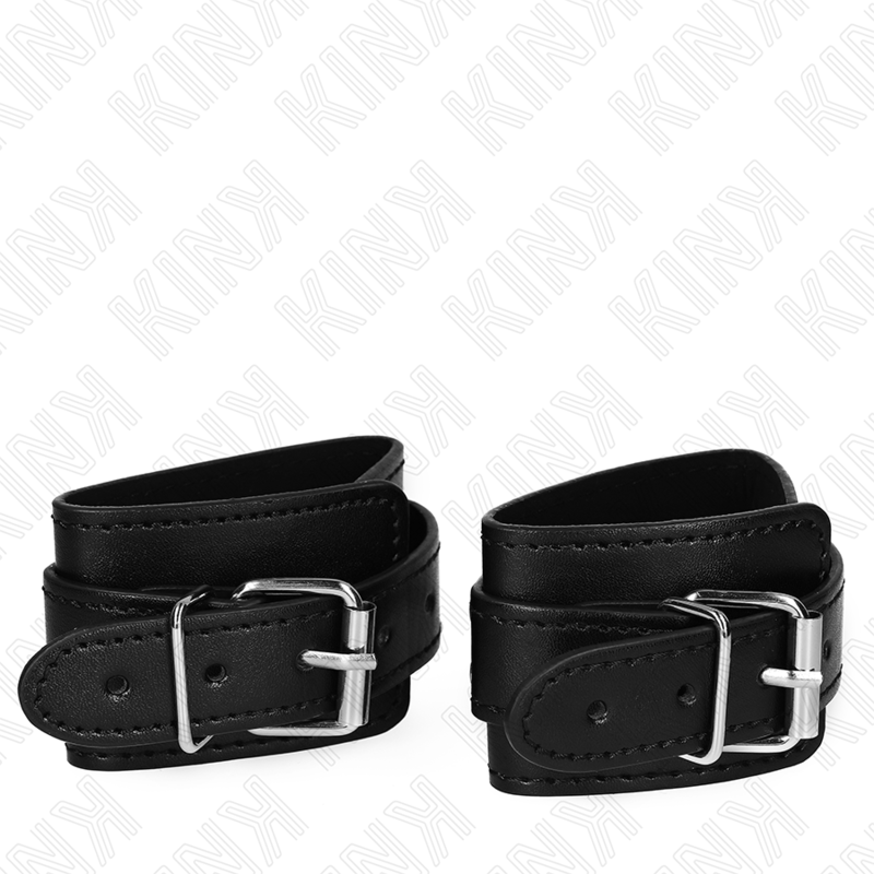 Kink - Muñequeras de Mazmorra con Bloqueo Negras Ajustables 21-28 cm X 5,5 cm