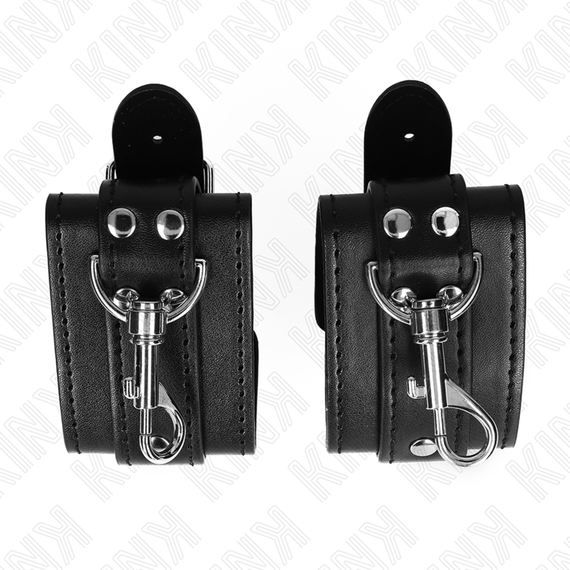 Kink - Muñequeras de Mazmorra con Bloqueo Negras Ajustables 21-28 cm X 5,5 cm