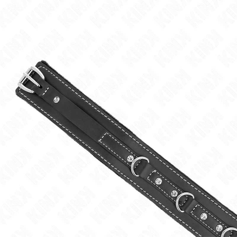 Kink - Collar de cuero PVC con cinturón de 105 cm y remache de estrás de 41,5 x 4 cm