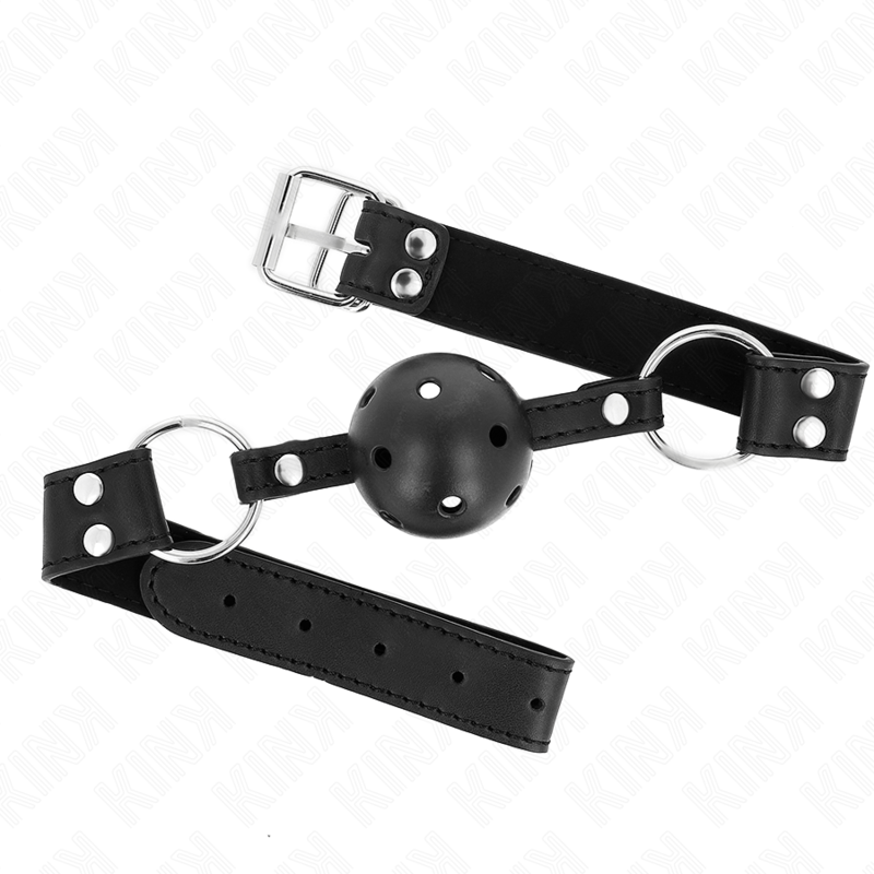Kink - Bola Transpirable de 4 cm Mordaza con Remache Doble Modelo 1 Negro 62,5 X 2,5 cm Ajustable 42-58 cm