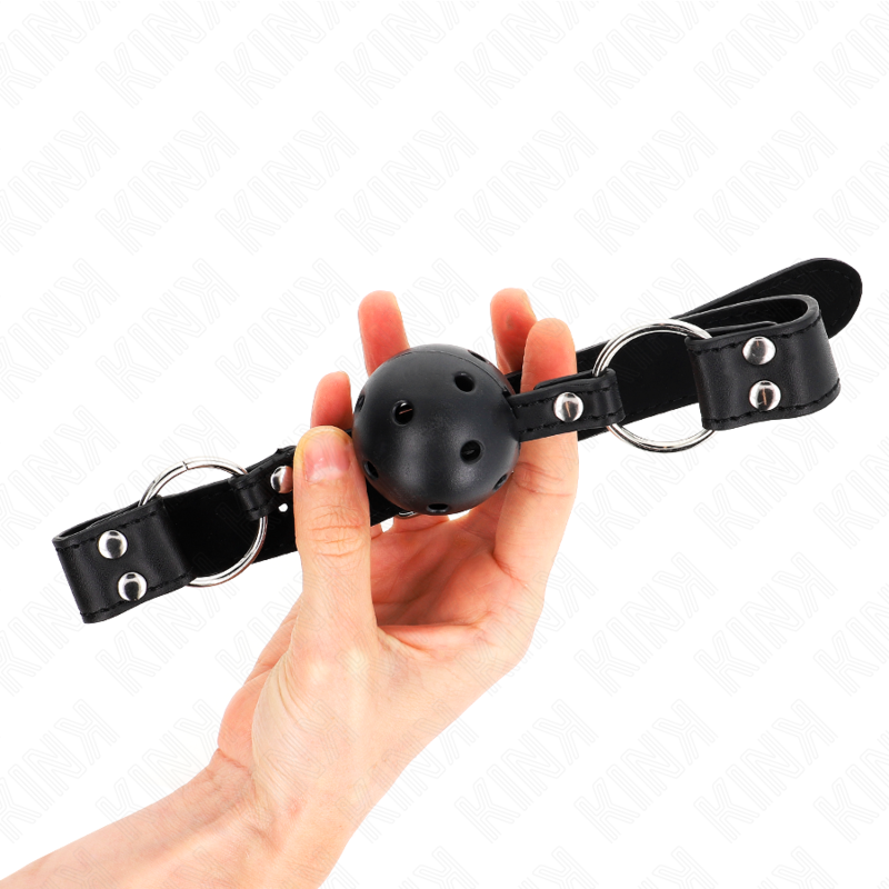 Kink - Bola Transpirable de 4 cm Mordaza con Remache Doble Modelo 1 Negro 62,5 X 2,5 cm Ajustable 42-58 cm
