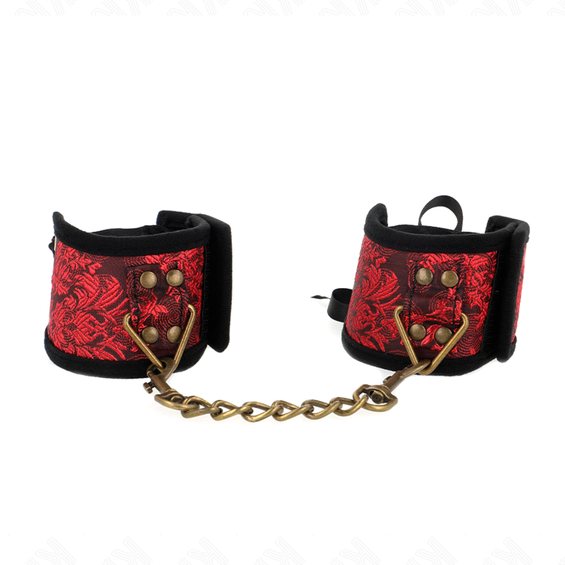 Kink - Almohadillas de Muñeca Scandal Rojo-Negro Detalles de Encaje 24,5 cm X 6,5 cm