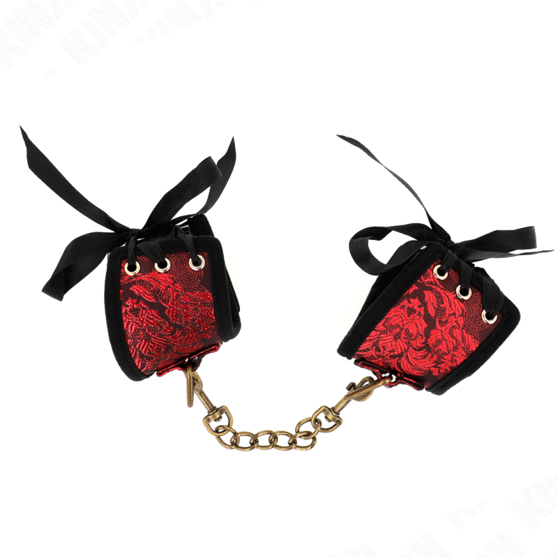 Kink - Almohadillas de Muñeca Scandal Rojo-Negro Detalles de Encaje 24,5 cm X 6,5 cm