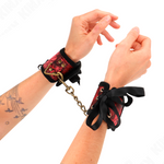 Kink - Almohadillas de Muñeca Scandal Rojo-Negro Detalles de Encaje 24,5 cm X 6,5 cm