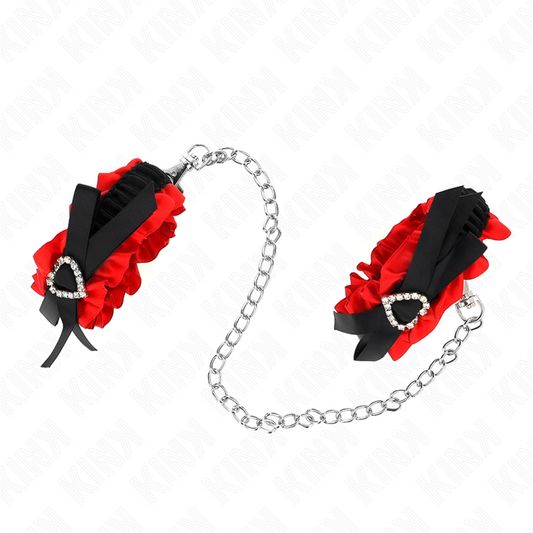 Kink - Retenções de Punho Elásticas de Renda Detalhes de Coração Vermelho Ajustáveis 22-35 cm