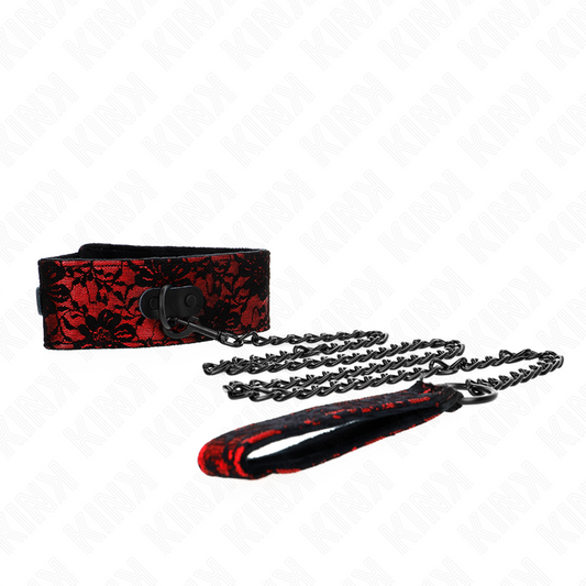 Kink - Colar de Renda Com Cinto Com Cinto de Couro Real 105 cm / 44 X 5,5 cm