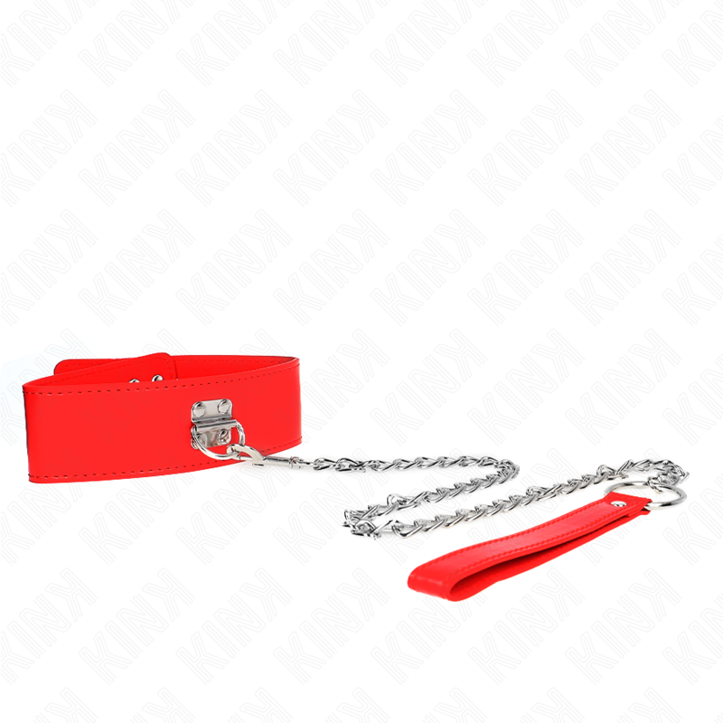 Kink - Colar Com Cinto 65 cm Com Alça Larga Vermelha Ajustável 33,5-41 cm X 5 cm