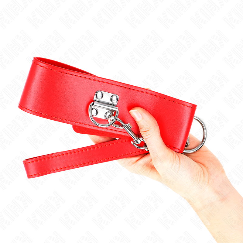 Kink - Collar con cinturón de 65 cm con asa ancha roja ajustable de 33,5-41 cm x 5 cm