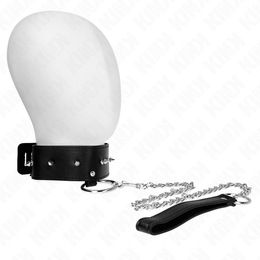Kink - Colar 65 cm Com Trela Com Pregos Prata Modelo 2 Ajustável 36-43 cm X 5 cm
