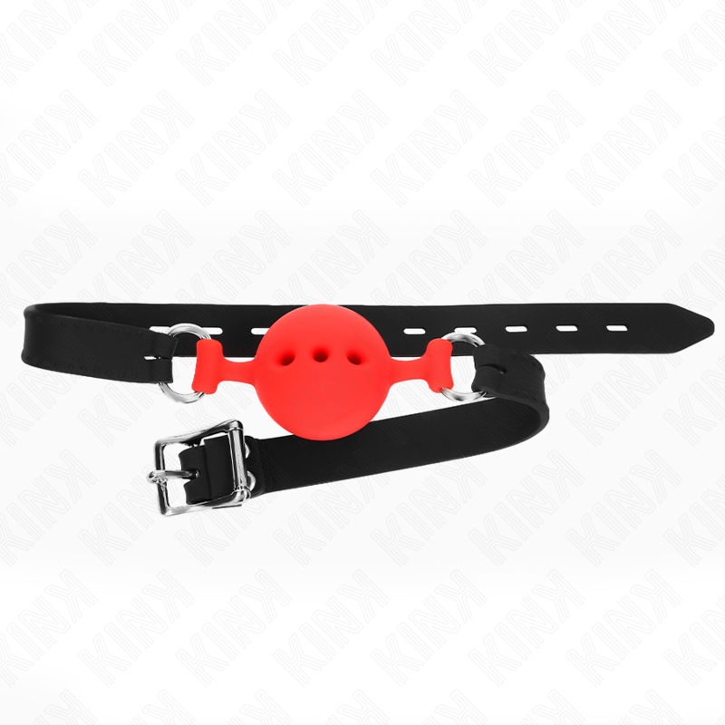 Kink - Mordaça Completa de Silicone 55 X 2 cm Com Bola de 4,5 cm Tamanho M Vermelho Ajustável 35-51 cm