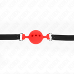 Kink - Mordaça Completa de Silicone 55 X 2 cm Com Bola de 4,5 cm Tamanho M Vermelho Ajustável 35-51 cm
