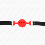 Kink - Mordaza Completa de Silicona 55 x 2 cm con Bola de 4 cm Talla S Roja Ajustable 35-51 cm