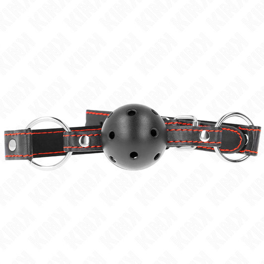Kink - Mordaça de Bola Preta Oca Duro Modelo 2 65 X 2,5 cm