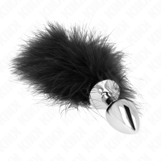 Kink -Plug Anal de Aço Inoxidável 11 X 7 cm Com Pena 11 cm