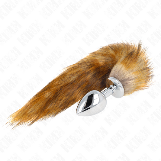 Kink -Plug Anal Tamanho L 10 X 4 cm Com Cauda Sintética 40 cm Marrom