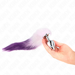 Kink Plug Anal Tamanho L 10 X 4 Cm Com Cauda Sintética 40 Cm Roxo