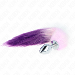Kink Plug Anal Tamanho L 10 X 4 Cm Com Cauda Sintética 40 Cm Roxo