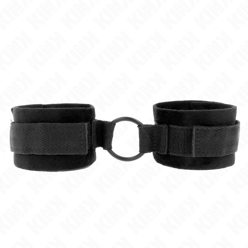 Kink - Esposas de Cuero Principiante 25 cm Con Anillo en O 4 cm Negro Ajustable 15-25 cm